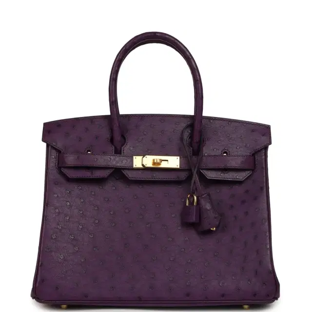 HERMÈS Hermes Birkin 30 Violet Ostrich Gold Hardware