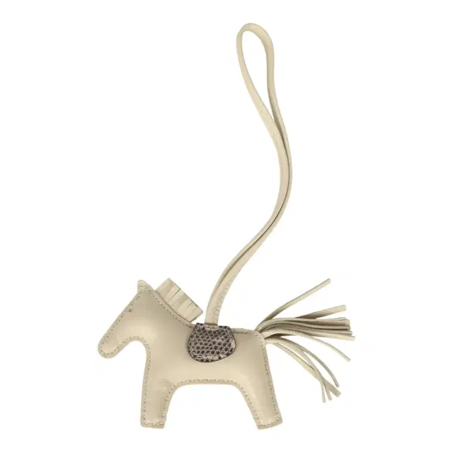 HERMÈS Hermes Rodeo Bag Charm PM Craie Milo Lambskin Ombre Varanus Salvator Lizard Touch