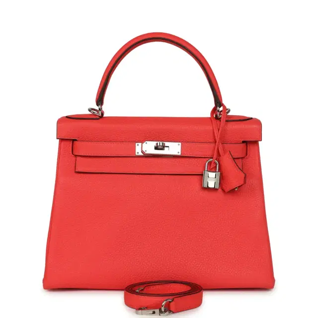 HERMÈS Pre-owned Hermes Kelly Retourne 28 Rose Texas Clemence Gold Hardware
