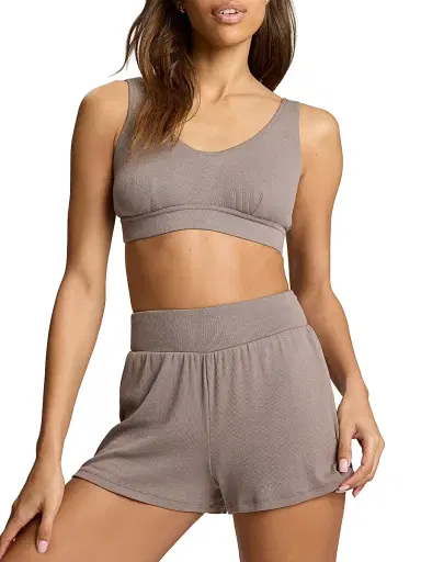 Commando Women's Better Than Basic Cotton-Blend Rib-Knit Shorts - Truffle | Thumbnail 3 Commando Women's Better Than Basic Cotton-Blend Rib-Knit Shorts - Truffle | Thumbnail 3