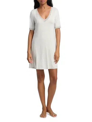 Natori Women's Feathers Essentials Lace-Trim A-line Minidress - Grey - Size XL | Thumbnail 2 Natori Women's Feathers Essentials Lace-Trim A-line Minidress - Grey - Size XL | Thumbnail 2