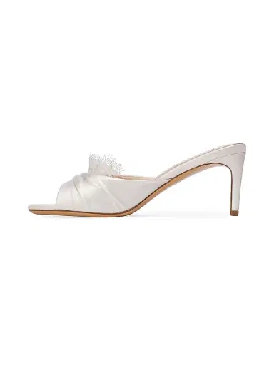 Black Suede Studio Women's Lacey 65MM Satin Mules - White Satin - Size 12 | Thumbnail 3 Black Suede Studio Women's Lacey 65MM Satin Mules - White Satin - Size 12 | Thumbnail 3