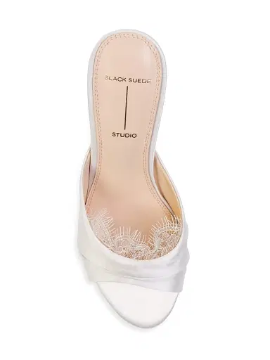 Black Suede Studio Women's Lacey 65MM Satin Mules - White Satin - Size 12 | Thumbnail 5 Black Suede Studio Women's Lacey 65MM Satin Mules - White Satin - Size 12 | Thumbnail 5