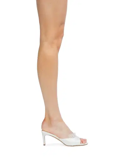 Black Suede Studio Women's Lacey 65MM Satin Mules - White Satin - Size 12 | Thumbnail 6 Black Suede Studio Women's Lacey 65MM Satin Mules - White Satin - Size 12 | Thumbnail 6
