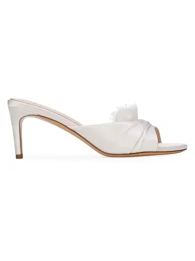 Black Suede Studio Women's Lacey 65MM Satin Mules - White Satin - Size 12 | Thumbnail 1 Black Suede Studio Women's Lacey 65MM Satin Mules - White Satin - Size 12 | Thumbnail 1