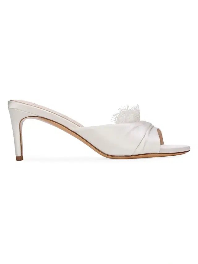 Black Suede Studio Women's Lacey 65MM Satin Mules - White Satin
