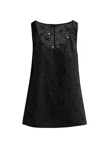 Kiki de Montparnasse Women's Simone Cotton Eyelet Mini Dress - Black - Size Large | Thumbnail 1 Kiki de Montparnasse Women's Simone Cotton Eyelet Mini Dress - Black - Size Large | Thumbnail 1