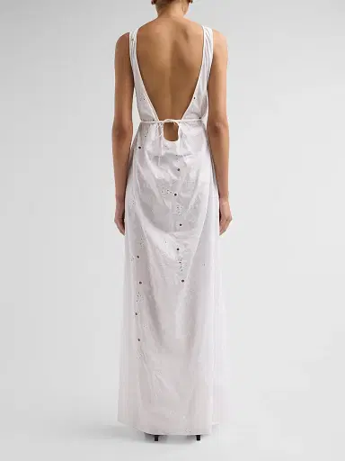 Kiki de Montparnasse Women's High Summer Simone Linen-Cotton Eyelet Maxi Dress - Ivory - Size Large | Thumbnail 3 Kiki de Montparnasse Women's High Summer Simone Linen-Cotton Eyelet Maxi Dress - Ivory - Size Large | Thumbnail 3