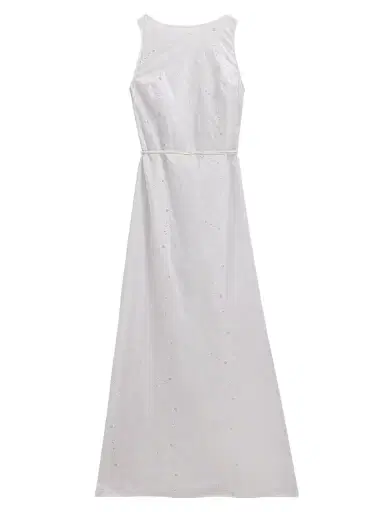 Kiki de Montparnasse Women's High Summer Simone Linen-Cotton Eyelet Maxi Dress - Ivory - Size Large | Thumbnail 1 Kiki de Montparnasse Women's High Summer Simone Linen-Cotton Eyelet Maxi Dress - Ivory - Size Large | Thumbnail 1