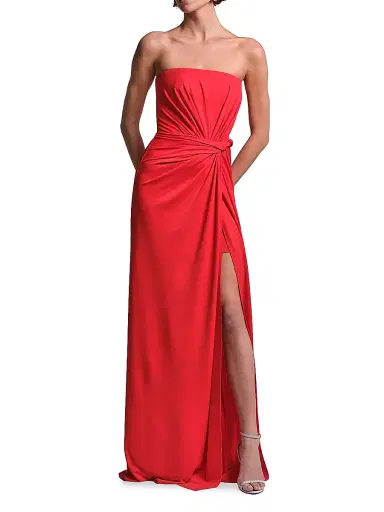 BCBGMAXAZRIA Women's Stella Twisted Strapless Gown - Flame | Thumbnail 2