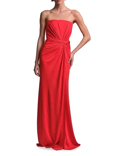 BCBGMAXAZRIA Women's Stella Twisted Strapless Gown - Flame | Thumbnail 3