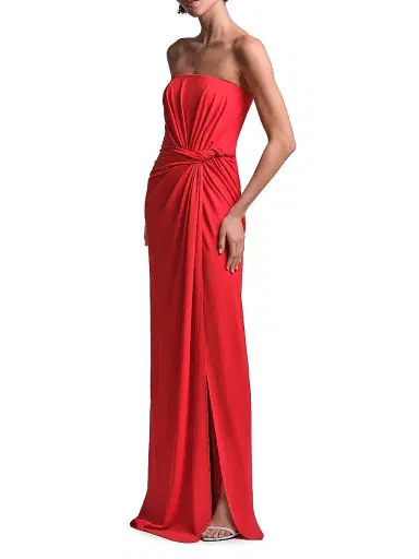 BCBGMAXAZRIA Women's Stella Twisted Strapless Gown - Flame | Thumbnail 4