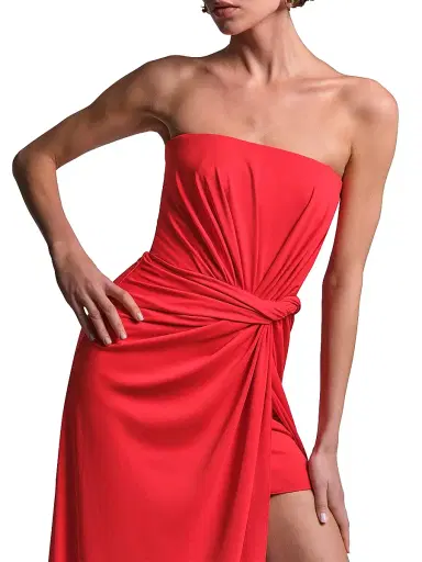 BCBGMAXAZRIA Women's Stella Twisted Strapless Gown - Flame | Thumbnail 6