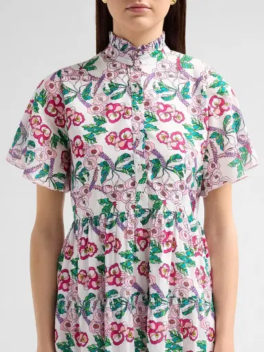Ro's Garden Women's Vibeka Floral Cotton Mini Dress - Pink Kai - Size Small | Thumbnail 5 Ro's Garden Women's Vibeka Floral Cotton Mini Dress - Pink Kai - Size Small | Thumbnail 5