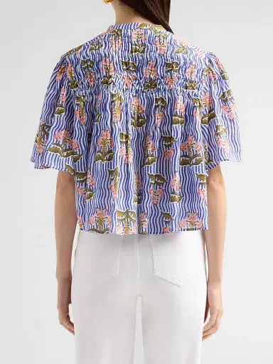Ro's Garden Women's Loretta Floral Striped Cotton Top | Thumbnail 3