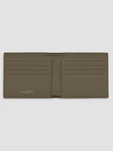 Saint Laurent Men's Tiny Cassandre East-West Wallet in Grained Leather - Dark Khaki | Thumbnail 2 Saint Laurent Men's Tiny Cassandre East-West Wallet in Grained Leather - Dark Khaki | Thumbnail 2