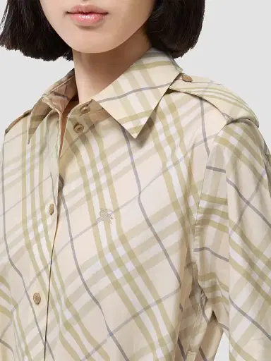 Burberry Women's Georgina Check Belted Cotton Mini Shirtdress - Sesame Beige Check | Thumbnail 4 Burberry Women's Georgina Check Belted Cotton Mini Shirtdress - Sesame Beige Check | Thumbnail 4