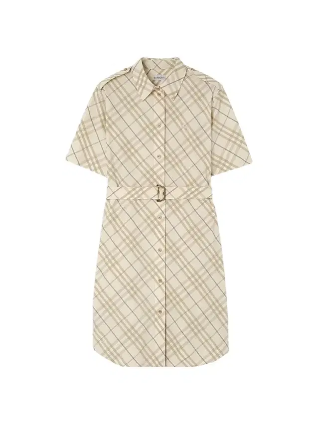 Burberry Women's Georgina Check Belted Cotton Mini Shirtdress - Sesame Beige Check