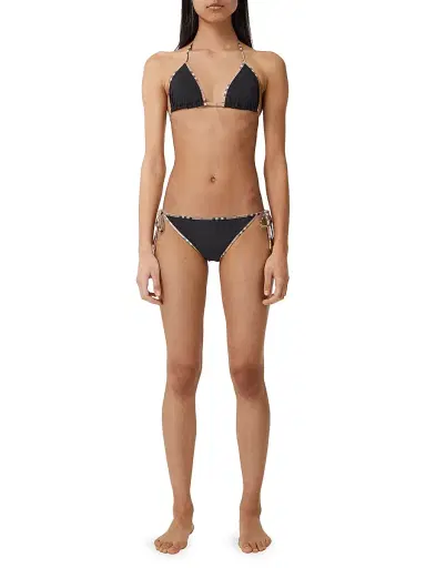 Burberry Women's Mata Check-Trim Triangle Bikini Set - Black | Thumbnail 2 Burberry Women's Mata Check-Trim Triangle Bikini Set - Black | Thumbnail 2