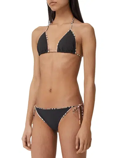 Burberry Women's Mata Check-Trim Triangle Bikini Set - Black | Thumbnail 4 Burberry Women's Mata Check-Trim Triangle Bikini Set - Black | Thumbnail 4