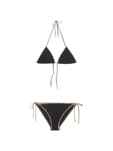 Burberry Women's Mata Check-Trim Triangle Bikini Set - Black | Thumbnail 1 Burberry Women's Mata Check-Trim Triangle Bikini Set - Black | Thumbnail 1