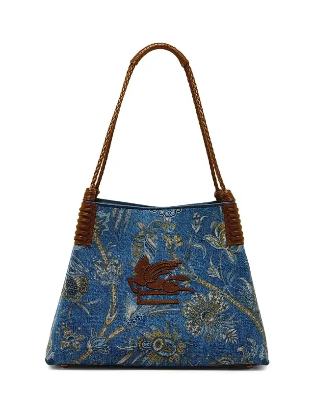 Etro Women's Libra  Printed Jacquard Denim Shopper Tote Bag - Print On Blue Base