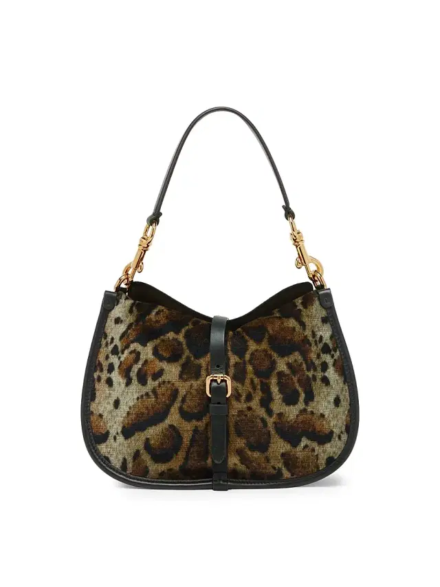 Etro Women's Pony  Leopard Print Velvet Shoulder Bag - Print On Beige Base