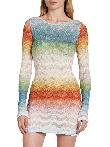 Missoni Women's Long-Sleeve Cover-Up Dress - Size 8 | Thumbnail 3