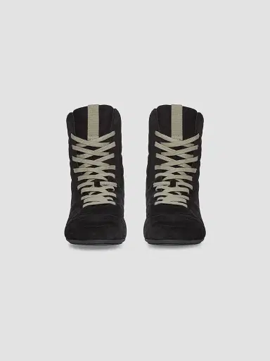Rick Owens Men's Quilted Minimal Suede High-Top Sneakers - Black - Size 13 | Thumbnail 4
