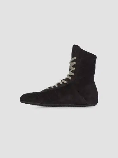 Rick Owens Men's Quilted Minimal Suede High-Top Sneakers - Black - Size 13 | Thumbnail 5