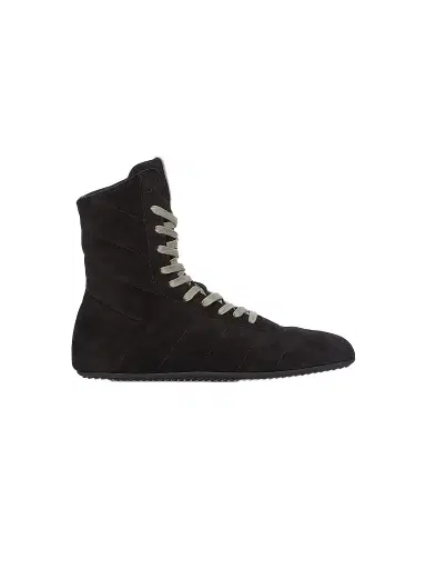 Rick Owens Men's Quilted Minimal Suede High-Top Sneakers - Black - Size 13 | Thumbnail 1
