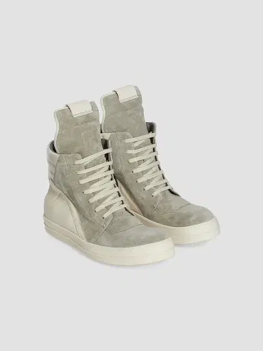 Rick Owens Men's Geobasket Suede High-Top Sneakers - Black Milk - Size 13 | Thumbnail 2 Rick Owens Men's Geobasket Suede High-Top Sneakers - Black Milk - Size 13 | Thumbnail 2