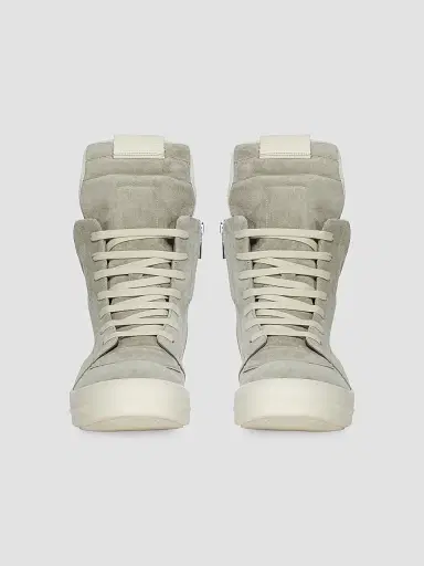 Rick Owens Men's Geobasket Suede High-Top Sneakers - Black Milk - Size 13 | Thumbnail 4 Rick Owens Men's Geobasket Suede High-Top Sneakers - Black Milk - Size 13 | Thumbnail 4