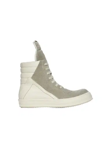 Rick Owens Men's Geobasket Suede High-Top Sneakers - Black Milk - Size 13 | Thumbnail 1 Rick Owens Men's Geobasket Suede High-Top Sneakers - Black Milk - Size 13 | Thumbnail 1