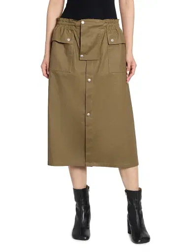 MM6 MAISON MARGIELA Women's Stretch-Cotton Trench Midi Skirt - Khaki - Size 8 | Thumbnail 3