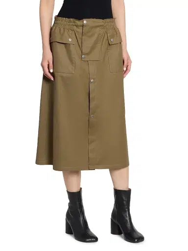 MM6 MAISON MARGIELA Women's Stretch-Cotton Trench Midi Skirt - Khaki - Size 8 | Thumbnail 4