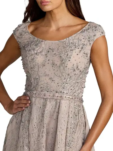 Mac Duggal Women's Embellished Tulle Cap-Sleeve Gown | Thumbnail 3 Mac Duggal Women's Embellished Tulle Cap-Sleeve Gown | Thumbnail 3