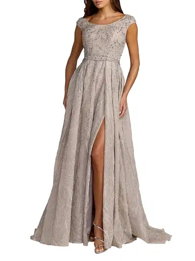 Mac Duggal Women's Embellished Tulle Cap-Sleeve Gown | Thumbnail 1 Mac Duggal Women's Embellished Tulle Cap-Sleeve Gown | Thumbnail 1