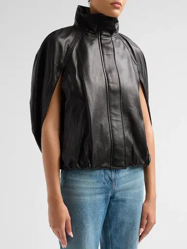 Simkhai Women's Jada Leather Cape Jacket - Black - Size Medium | Thumbnail 4