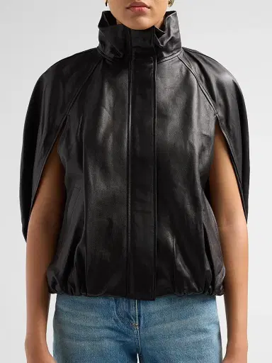 Simkhai Women's Jada Leather Cape Jacket - Black - Size Medium | Thumbnail 5
