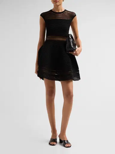 Simkhai Women's Esri Mesh Knit Mini Dress - Black - Size XL | Thumbnail 2