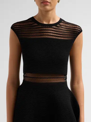 Simkhai Women's Esri Mesh Knit Mini Dress - Black - Size XL | Thumbnail 5