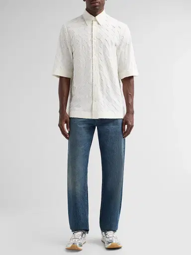 Bottega Veneta Men's Intrecciato Cotton Poplin Shirt | Thumbnail 2 Bottega Veneta Men's Intrecciato Cotton Poplin Shirt | Thumbnail 2