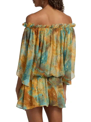 Misa Los Angeles Women's Nila Printed Off-The-Shoulder Minidress - Halcyon Fresco - Size XL | Thumbnail 5
