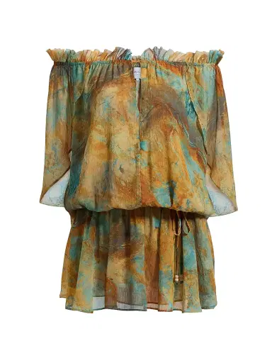Misa Los Angeles Women's Nila Printed Off-The-Shoulder Minidress - Halcyon Fresco - Size XL | Thumbnail 1