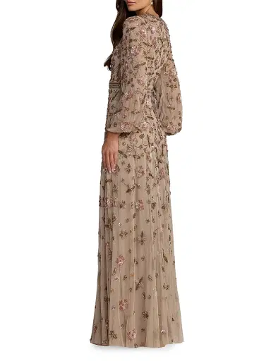 Mac Duggal Women's Embellished Blouson Sleeve Tulle Gown | Thumbnail 2 Mac Duggal Women's Embellished Blouson Sleeve Tulle Gown | Thumbnail 2