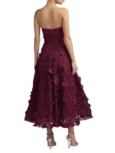 Mac Duggal Women's Floral Lace Strapless A-Line Midi-Dress | Thumbnail 2