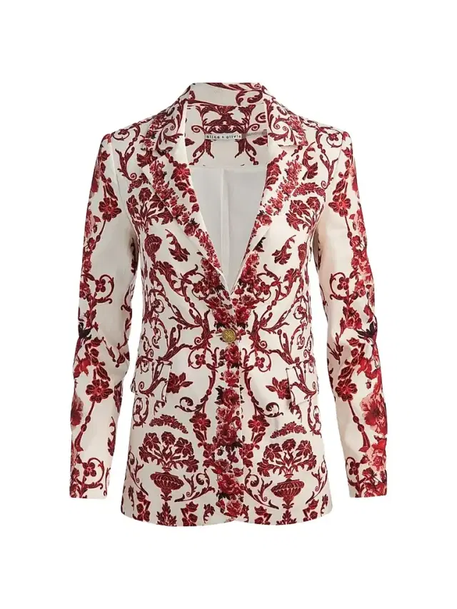 ALICE + OLIVIA Women's Macey Linen-Blend Fitted Blazer - Winding Road