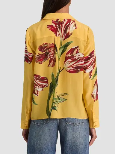 Alice + Olivia Women's Eloise Tulip-Print Silk Blouse | Thumbnail 3 Alice + Olivia Women's Eloise Tulip-Print Silk Blouse | Thumbnail 3