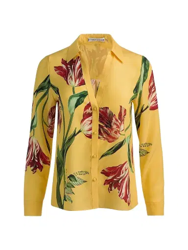 Alice + Olivia Women's Eloise Tulip-Print Silk Blouse | Thumbnail 1 Alice + Olivia Women's Eloise Tulip-Print Silk Blouse | Thumbnail 1